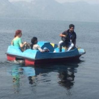 Tourist enjoying Boating Satiguda Dam Boating facility